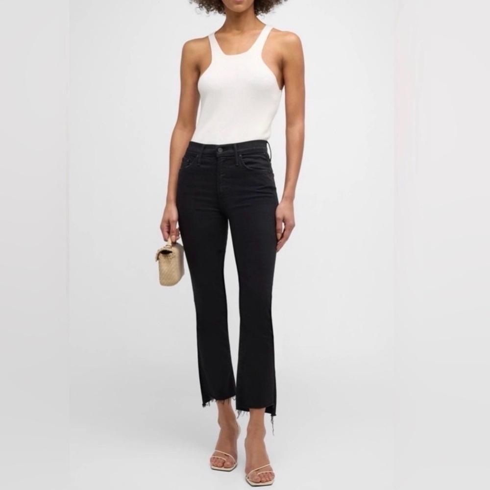 MOTHER The Insider Crop Two Step Fray Jeans Not Guilty Black Wash Size 26